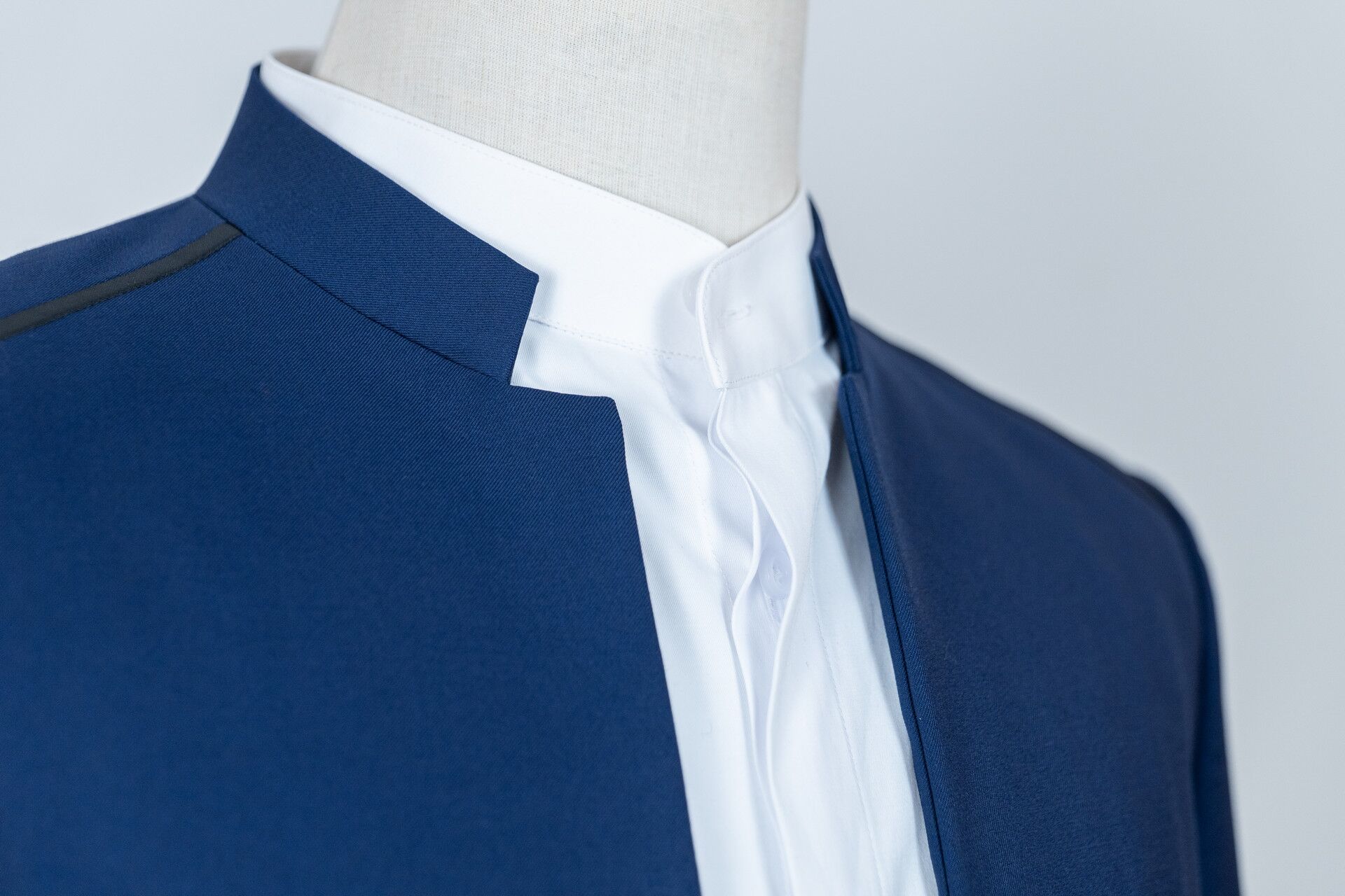 Veste col mao ouvert bleu